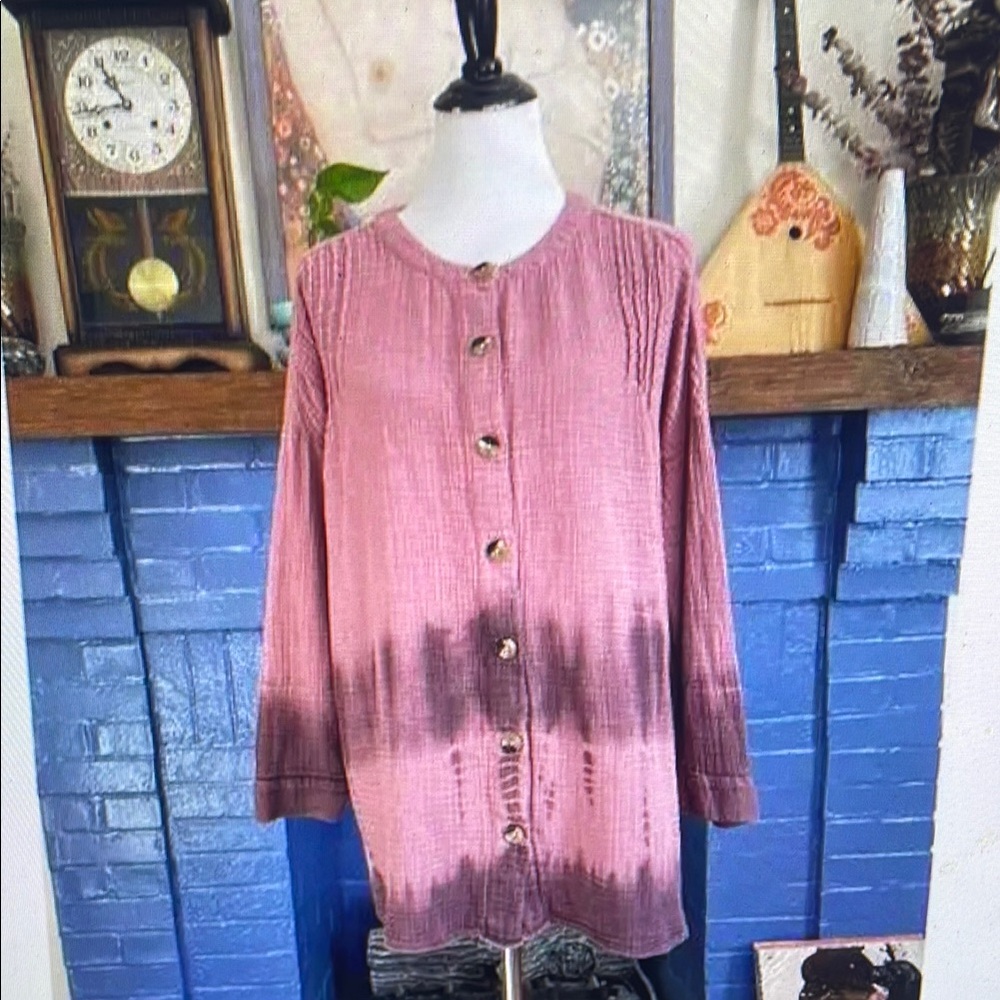 Pink Ombre Button-Up Women's Top